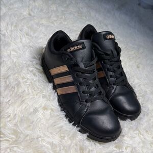 Adidas Black Shoes with Bronze Accents